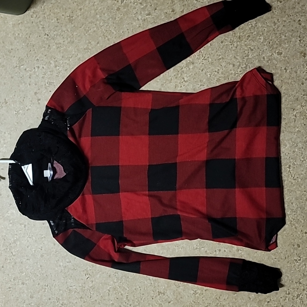 xs/tp warehouse one Plaid longsleeve red&black turtleneck